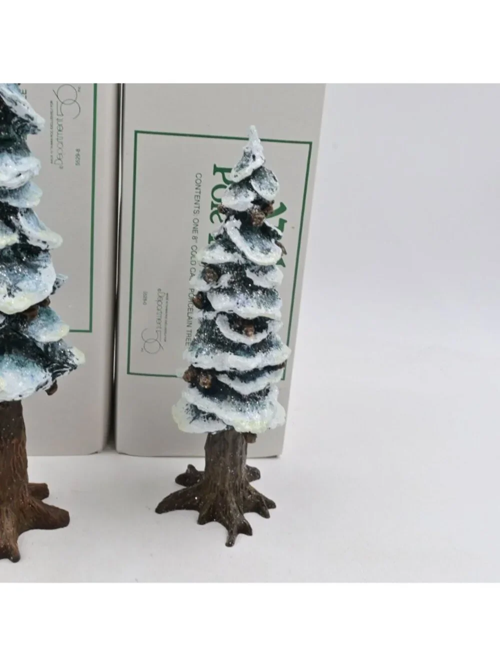 Department 56 Heritage Village Pole Pine Tree Porcelain Decor Set of 3 Boxed